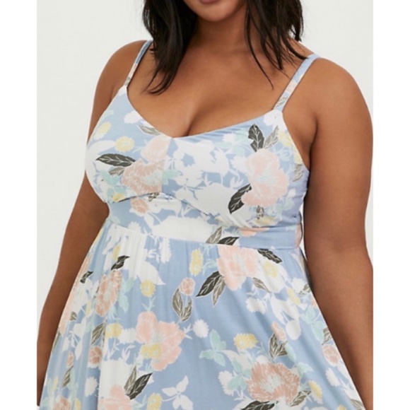 🆕 Torrid Blue Floral Skater Dress 3X 22 24 NWT - Picture 4 of 6